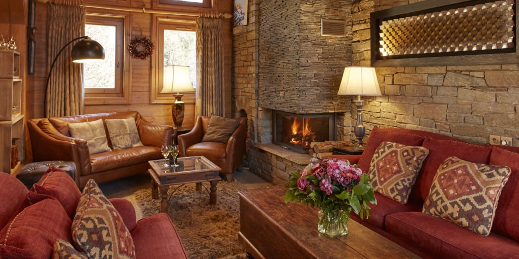 The sitting room in La Petite Pia catered chalet Meribel