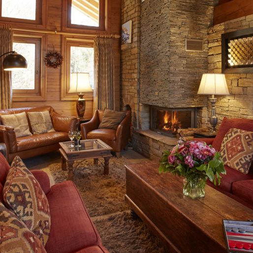 The sitting room in La Petite Pia catered chalet Meribel
