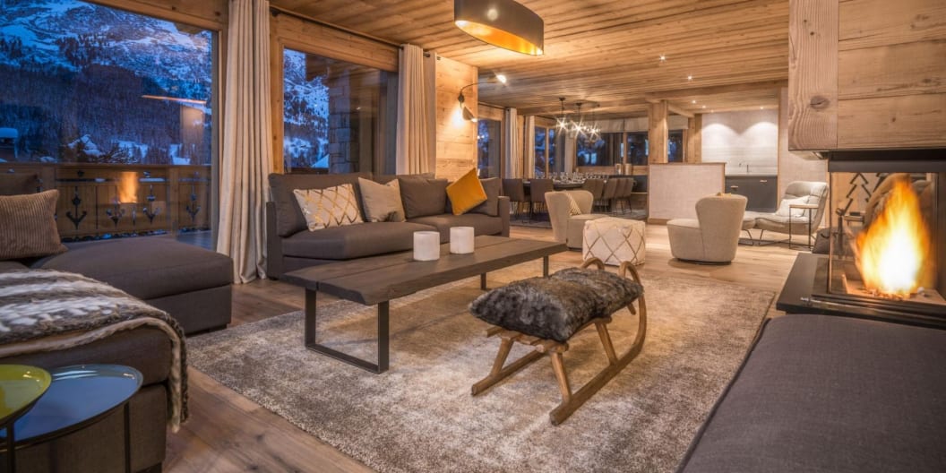 The sitting room in Chalet Phoebe catered chalet Meribel