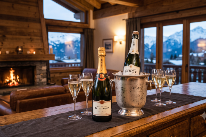 Champagne reception in our chalet
