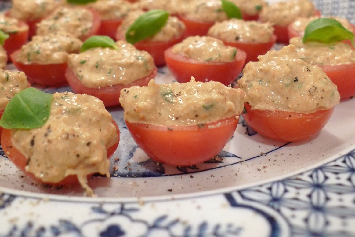 Cherry Tomatoes with Crab and Basil Mayonnaise