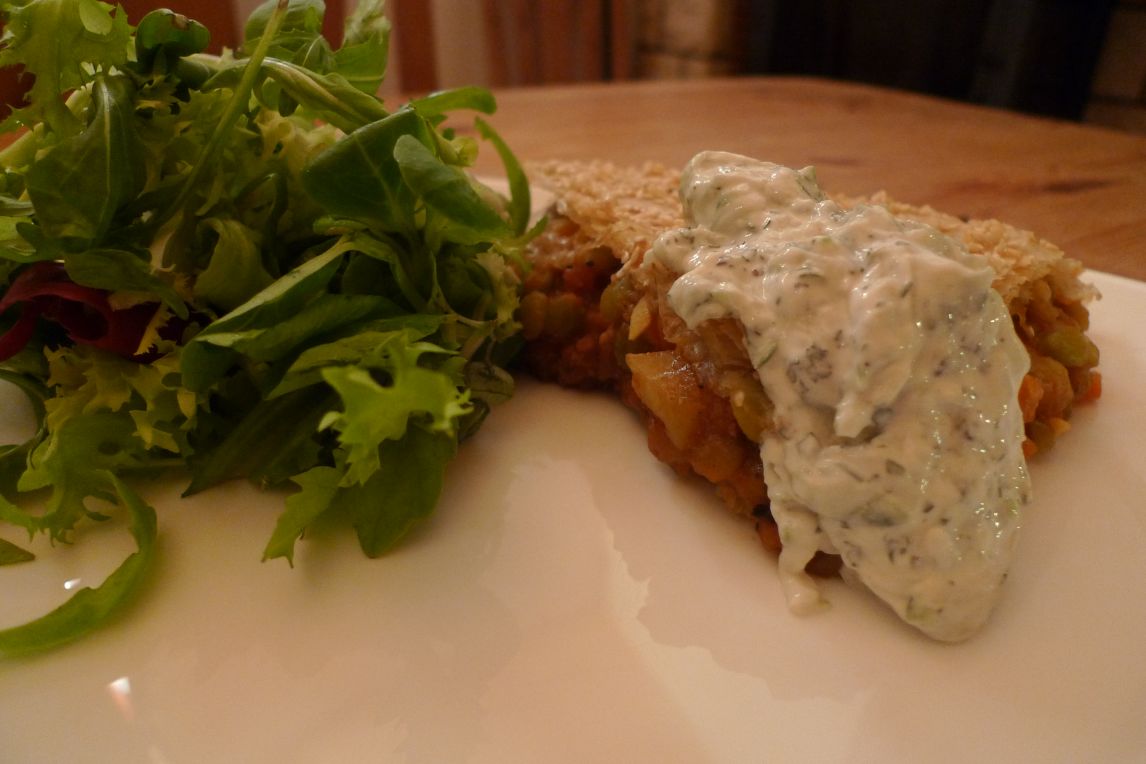 Moroccan Lentil and Sesame Filo Pie