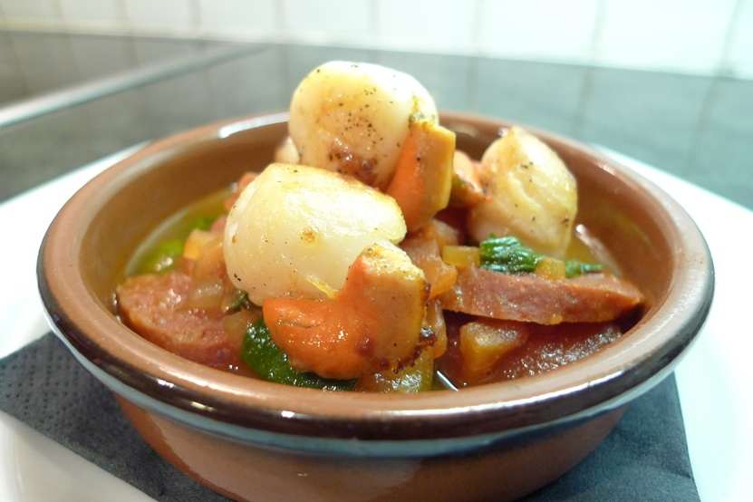 With Tomato, Spinach and Chorizo Stew