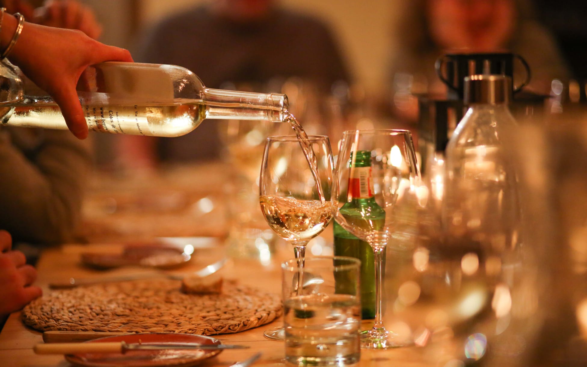 wine served in a luxury Meribel chalet