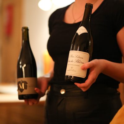 Wine service in a catered chalet
