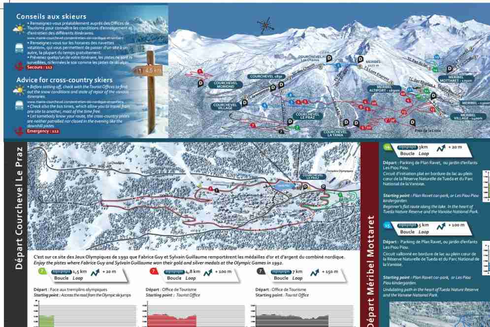 3 Valleys Cross-country Ski Piste Map