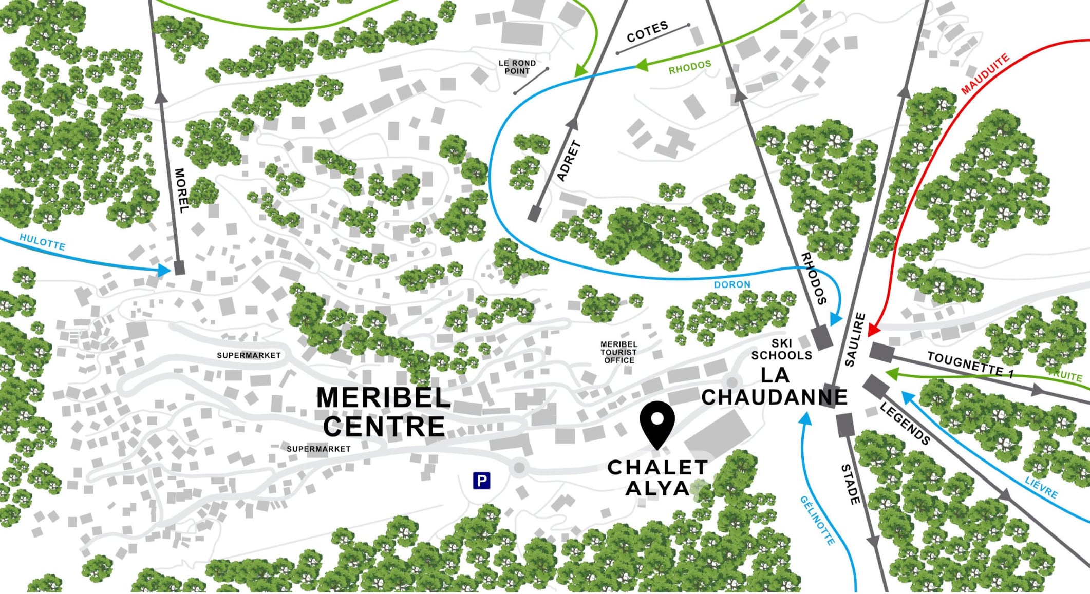 Map showing the location of Meribel luxury Chalet Alya