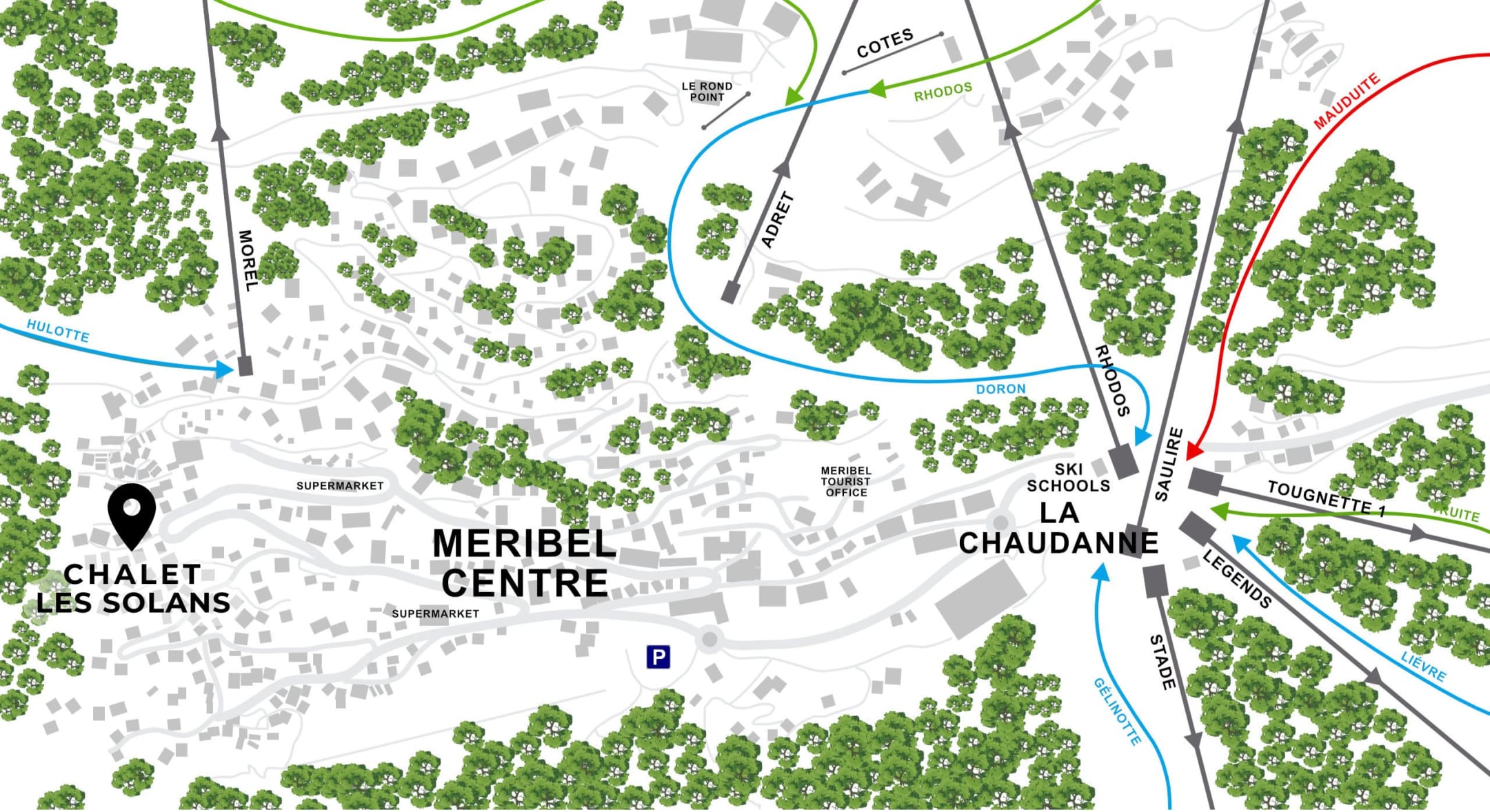 Map showing the location of luxury self-catered Chalet les Solans