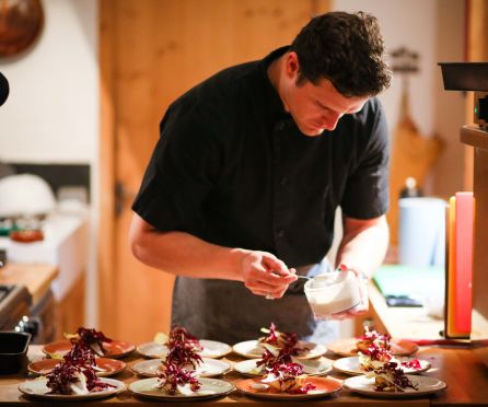 Evening meal served in a Meribel chalet